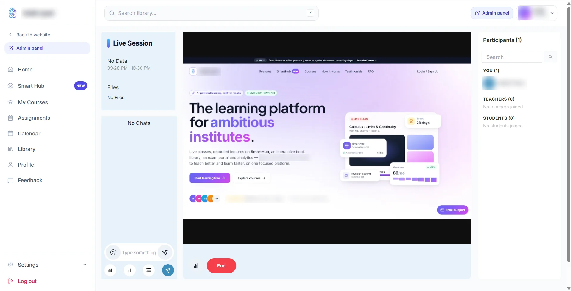 A live class in progress